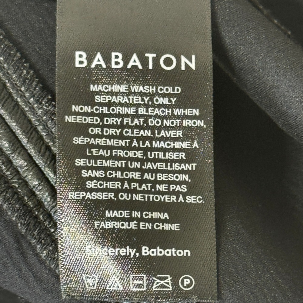 Babaton Aritzia Black Vegan Leather Panel Mini Skirt Size 4 A-Line Edgy Chic - Picture 9 of 12